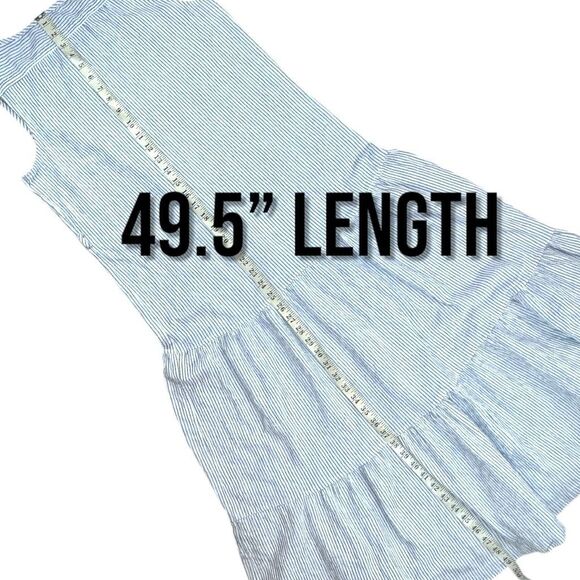 Max Studio Maxi White and Blue Dress Sz L - Picture 7 of 9